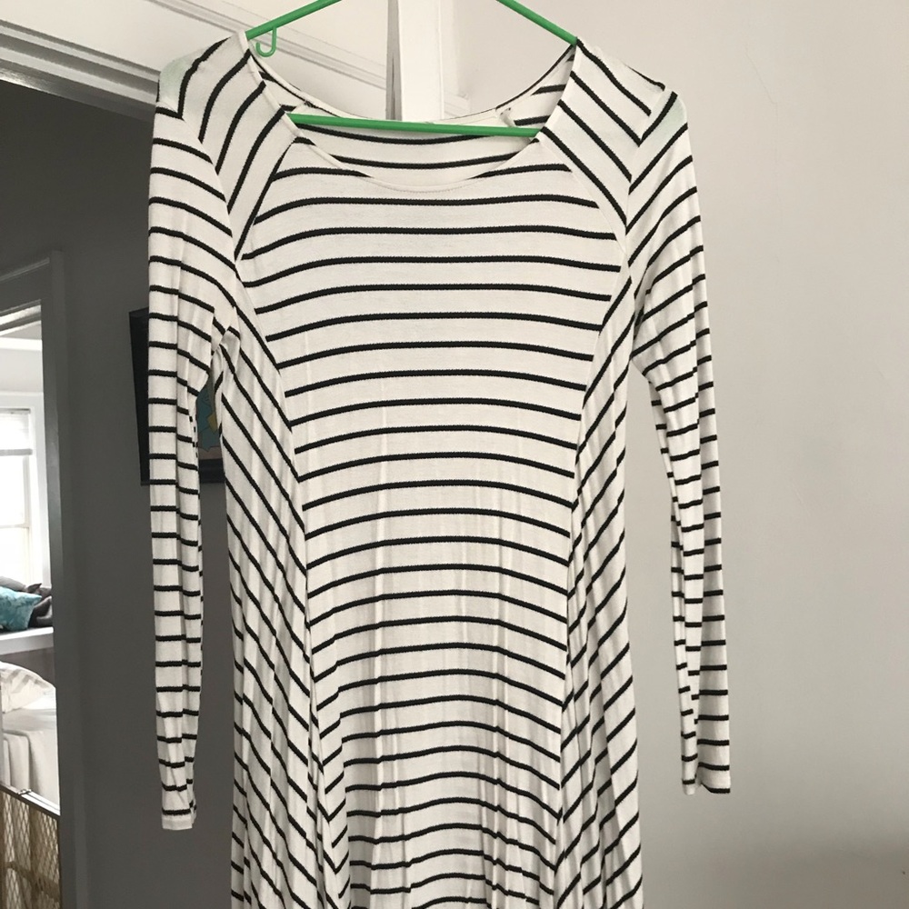 Long sleeve stripe dress.